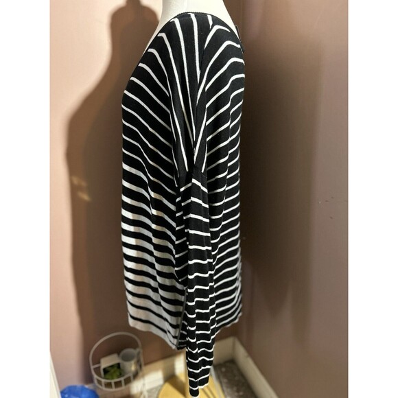 Lane Bryant Pullover Sweater Womens 22/24 Black White Striped Side Zippe… - Picture 2 of 10